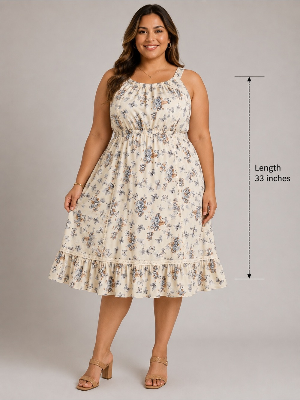 Passport Women's Floral Butterfly Print Tiered
Maxi Dress - Size Large